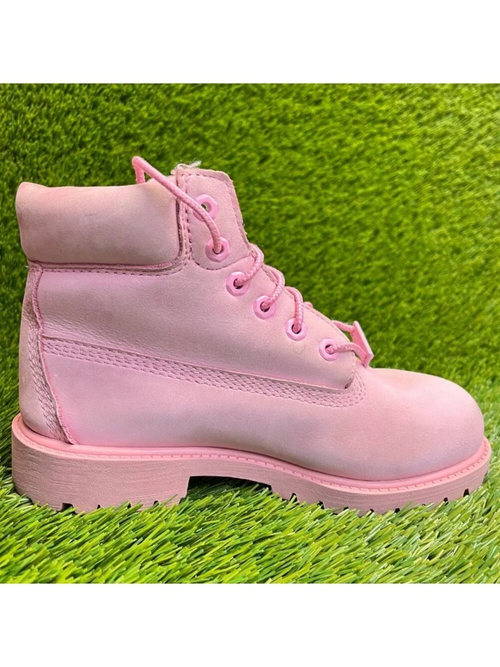 Timberland 6 Inch Premium Girls Size 2Y Pink Outdoor Waterproof Nubuck Boots